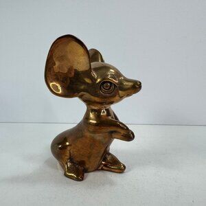 Vintage Brass Mouse Big Ears Figurine Heavy 4.75" tall